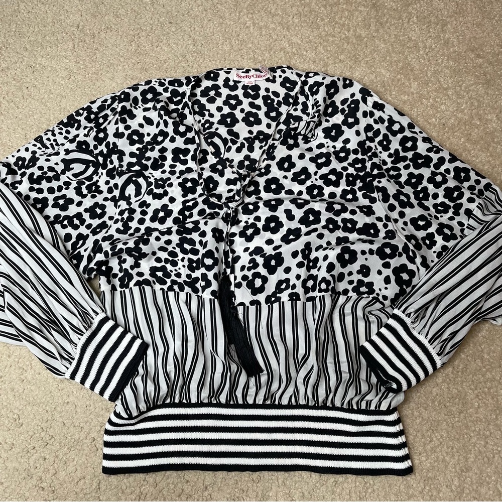 See By Chloe Leopard Print Silk Blouse